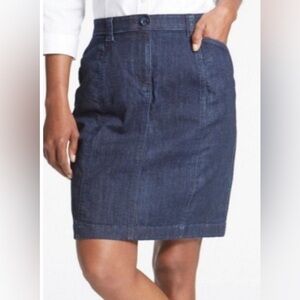 L.L. Bean Navy Denim Classic Fit Skirt